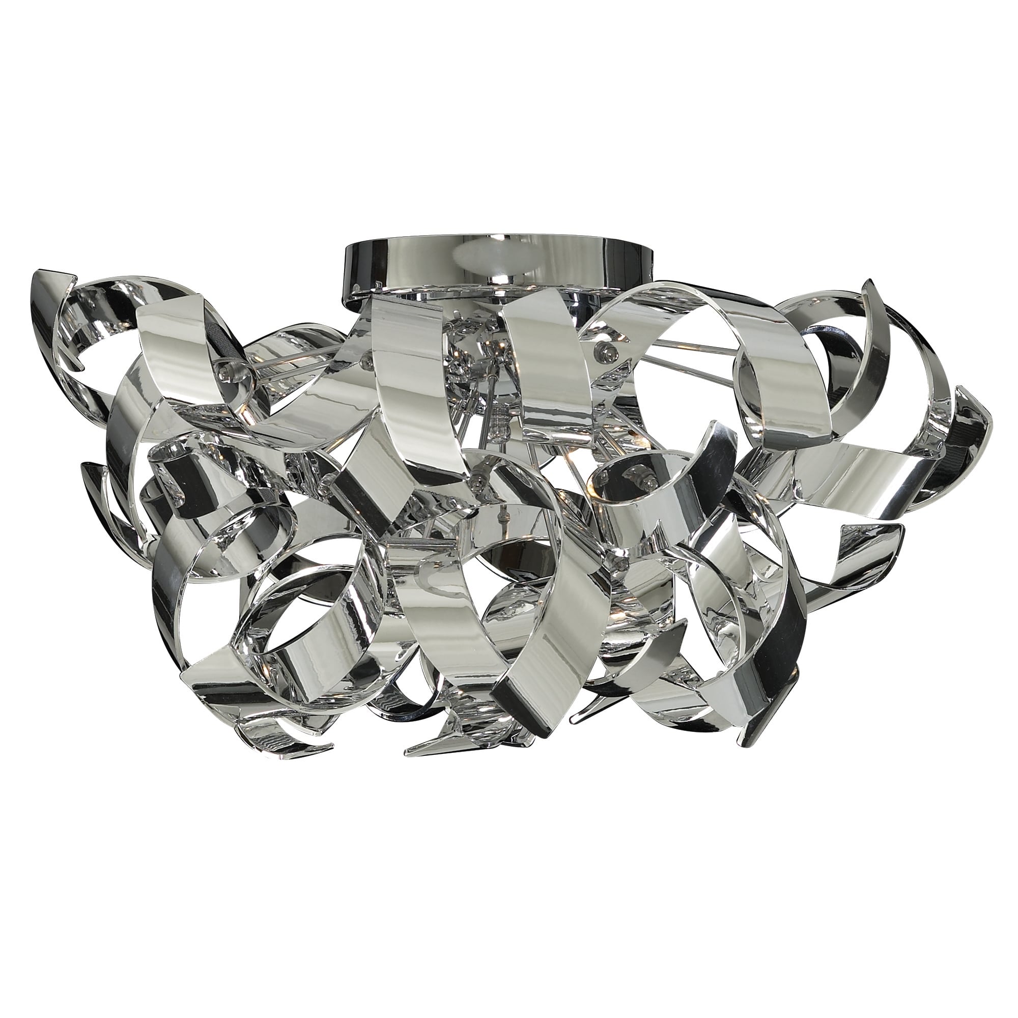 Curls Modern Semi Flush Ceiling Light In Polished Chrome Finish 4973-3CC