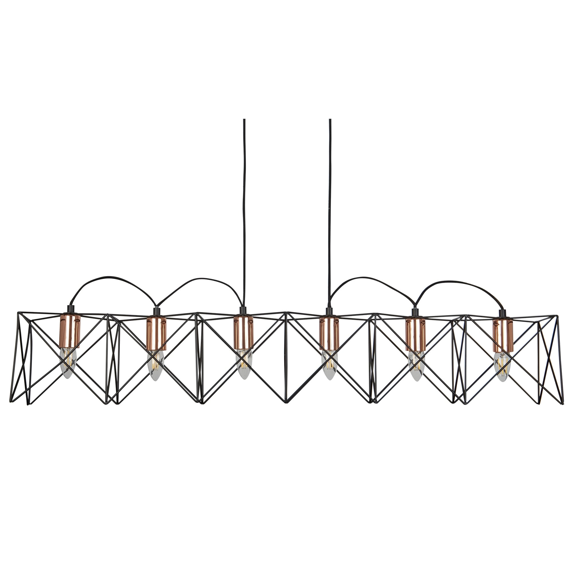 Anthea Modern 6 Light Bar Ceiling Pendant In Black And Copper Finish 8416-6BK