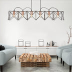 Anthea Modern 6 Light Bar Ceiling Pendant In Black And Copper Finish 8416-6BK