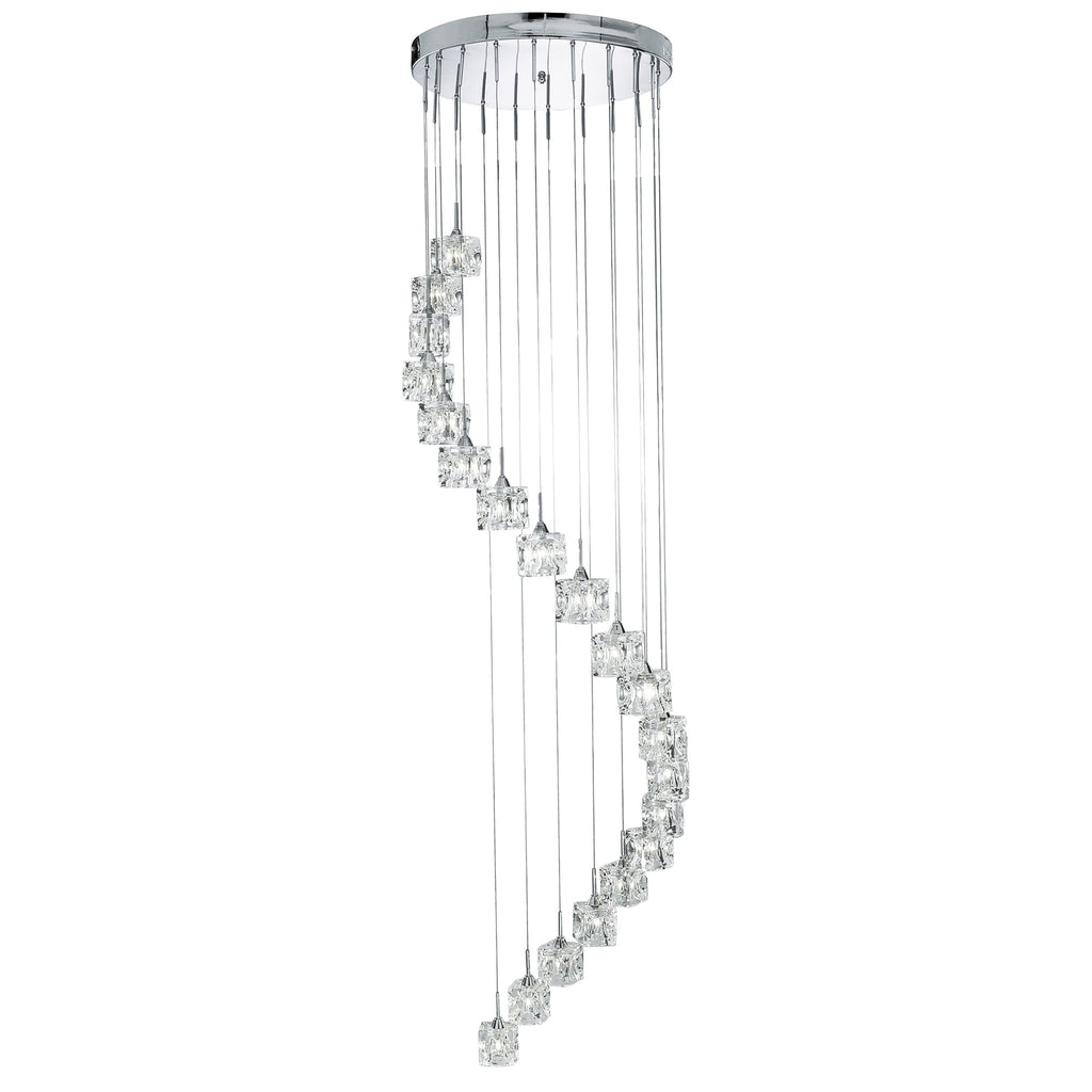 Sculptured Ice Modern 20 Light Multi Drop Ceiling Light in Chrome Finish 6720-20-LED
