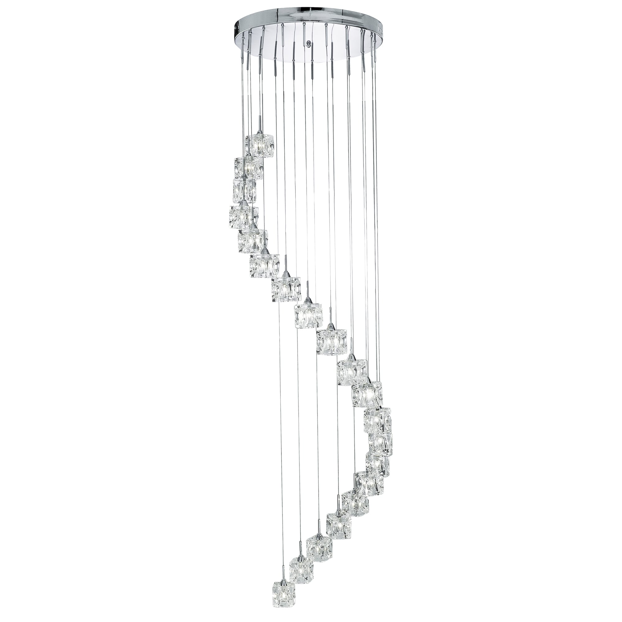 Sculptured Ice Modern 20 Light Multi Drop Ceiling Light in Chrome Finish 6720-20-LED