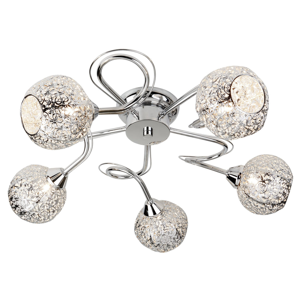 Souk 5 Light Semi Flush Ceiling Light With Fretwork Shades 6535-5CC