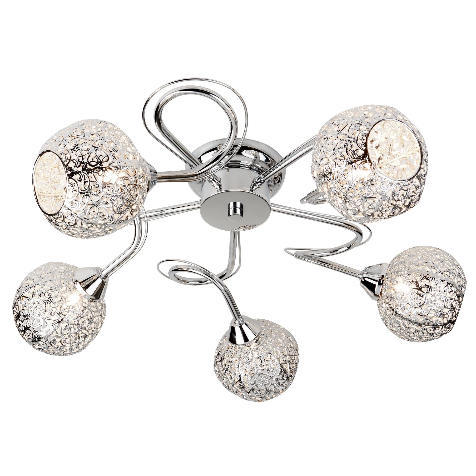 Souk 5 Light Semi Flush Ceiling Light With Fretwork Shades 6535-5CC