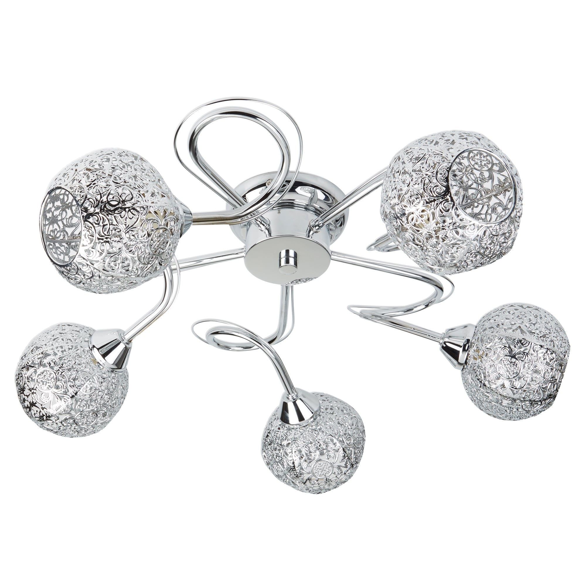 Souk 5 Light Semi Flush Ceiling Light With Fretwork Shades 6535-5CC