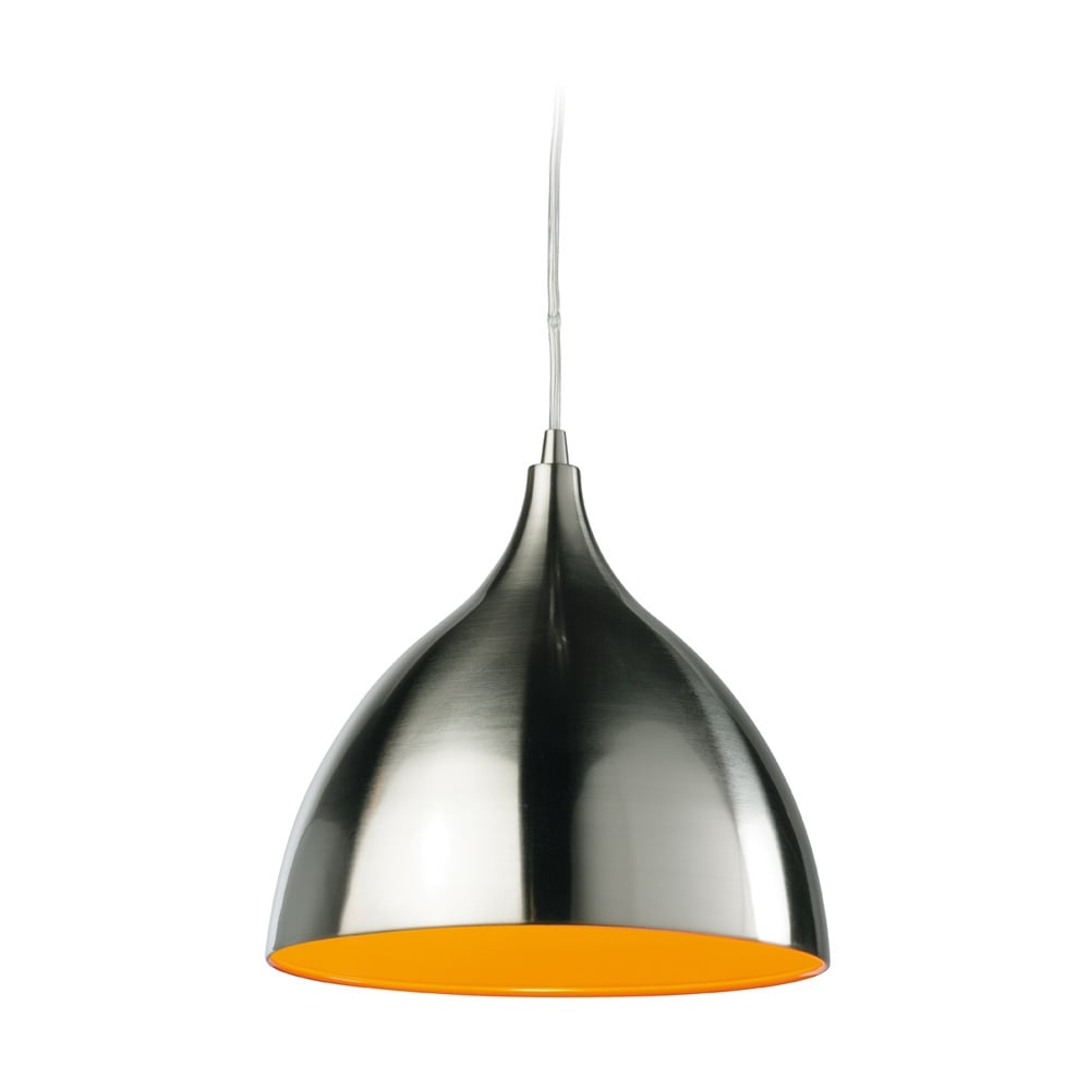 Cafe Modern Brushed Steel and Orange Ceiling Pendant 5745