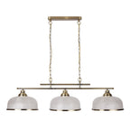 Bistro II Classic 3 Light Ceiling Bar Pendant In Antique Brass With Glass Shades 3593-3AB