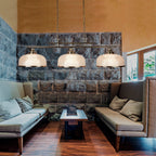 Bistro II Classic 3 Light Ceiling Bar Pendant In Antique Brass With Glass Shades 3593-3AB