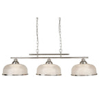 Bistro II Classic 3 Light Ceiling Bar Pendant In Satin Silver With Glass Shades 3593-3SS
