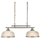Bistro II Classic 2 Light Ceiling Bar Pendant In Antique Brass With Glass Shades 3592-2AB