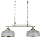 Bistro II Classic 2 Light Ceiling Bar Pendant In Antique Brass With Glass Shades 3592-2AB