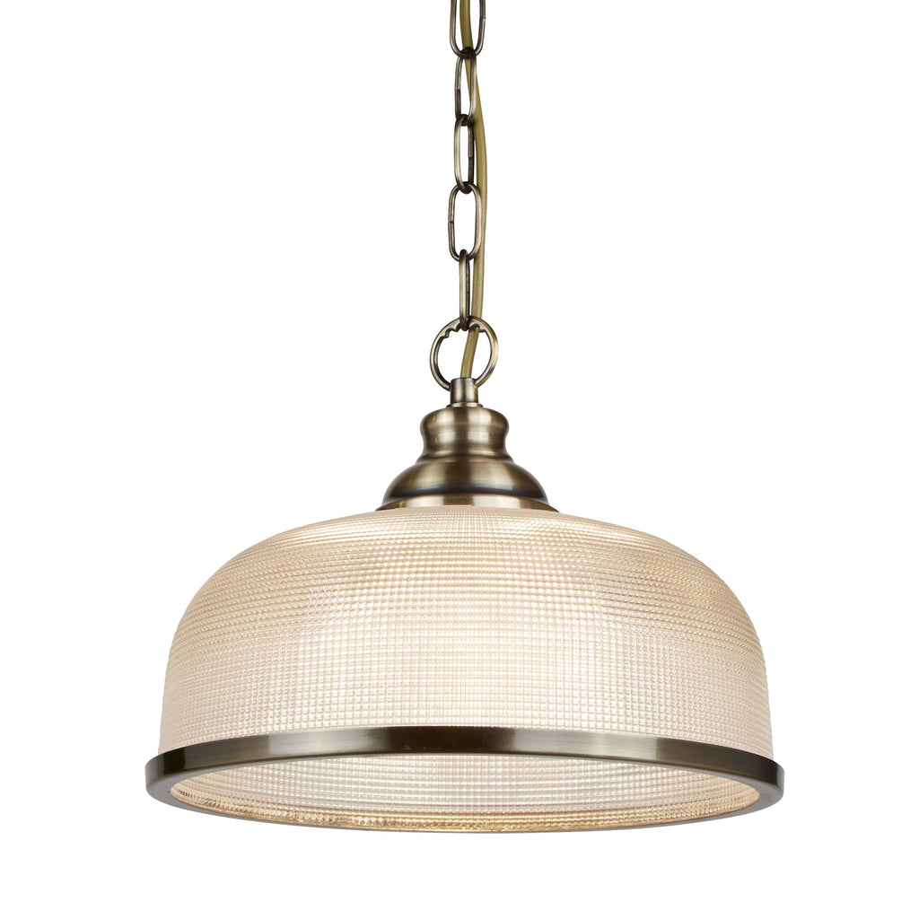 Bistro II Classic Ceiling Pendant In Antique Brass Finish With Glass Shade 1682AB
