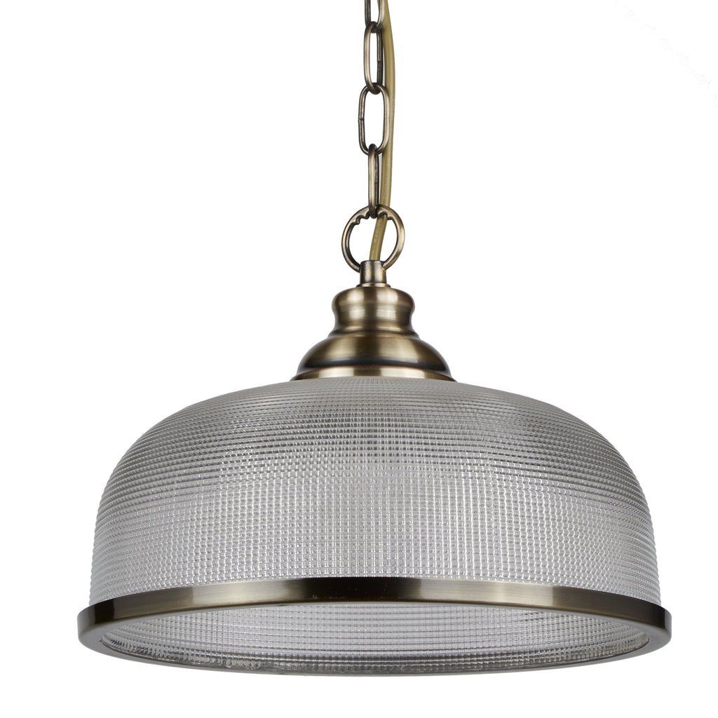 Bistro II Classic Ceiling Pendant In Antique Brass Finish With Glass Shade 1682AB
