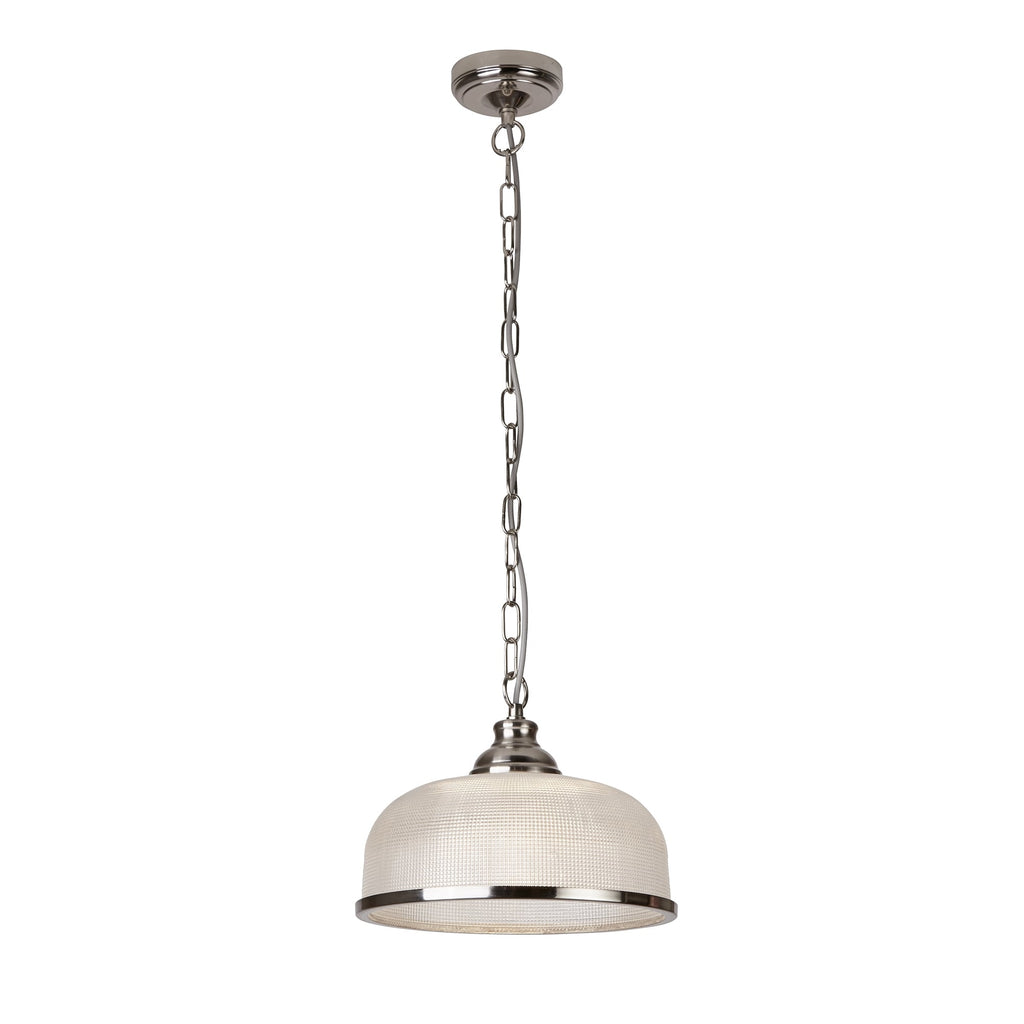 Bistro II Classic Ceiling Pendant In Satin Silver Finish With Glass Shade 1682SS