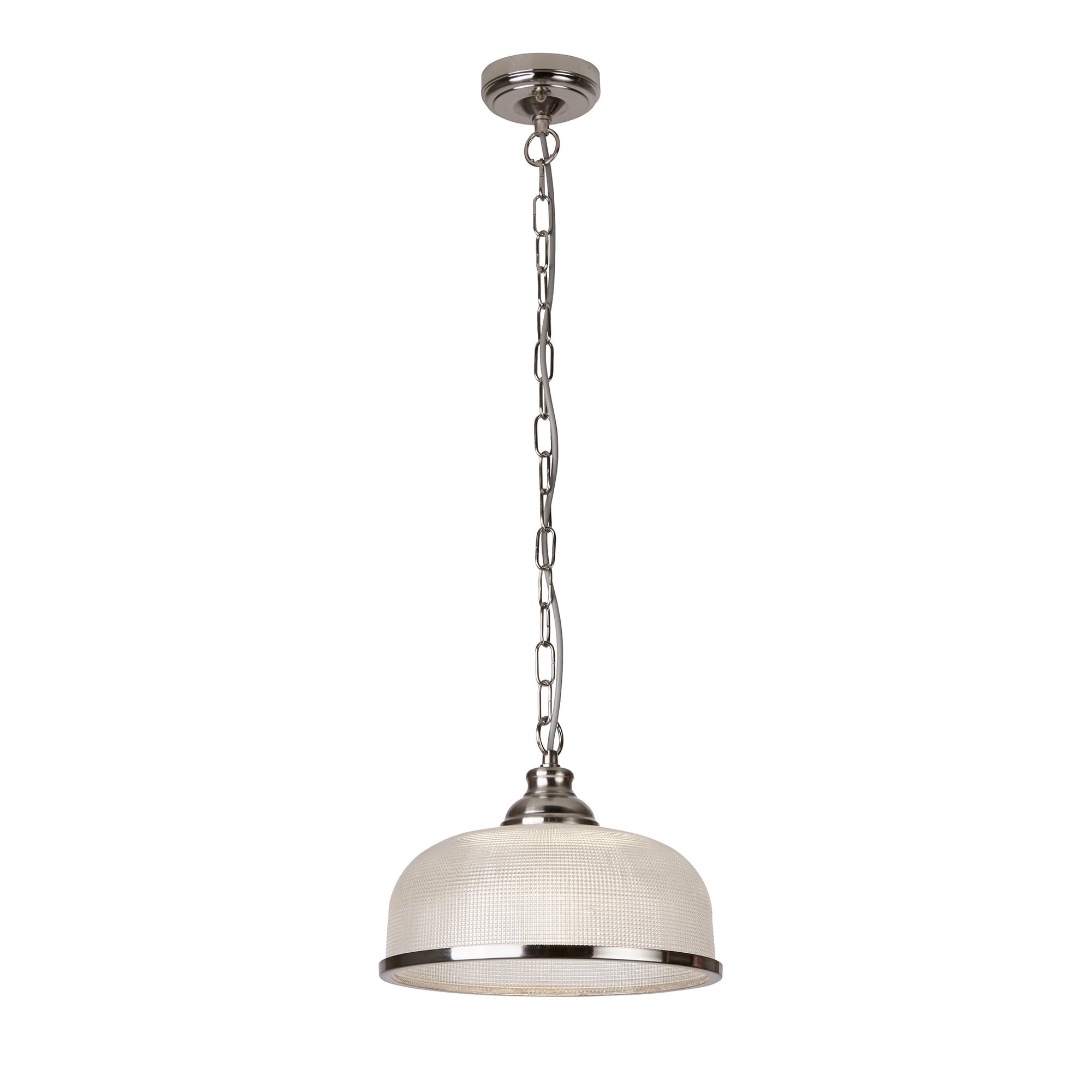 Bistro II Classic Ceiling Pendant In Satin Silver Finish With Glass Shade 1682SS