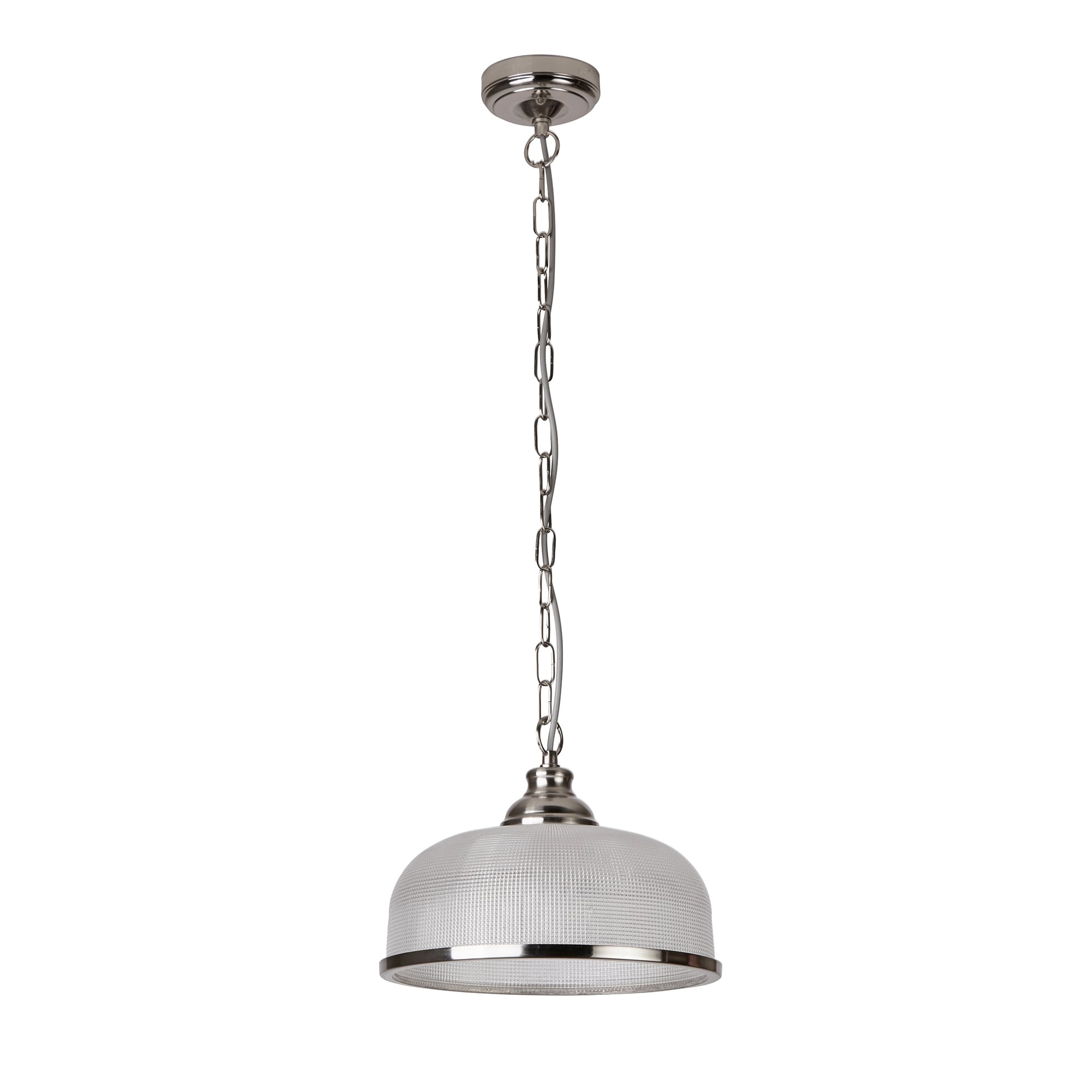Bistro II Classic Ceiling Pendant In Satin Silver Finish With Glass Shade 1682SS