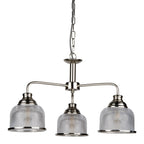 Bistro II Classic 3 Light Ceiling Pendant In Satin Silver Finish With Glass Shades 1683-3SS