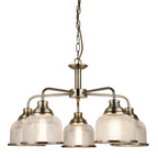 Bistro II Classic 5 Light Ceiling Pendant In Antique Brass With Glass Shades 1685-5AB