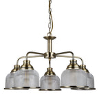 Bistro II Classic 5 Light Ceiling Pendant In Antique Brass With Glass Shades 1685-5AB