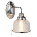 Bistro II Classic Single Wall Light In Satin Silver With Glass Shade 2671-1SS