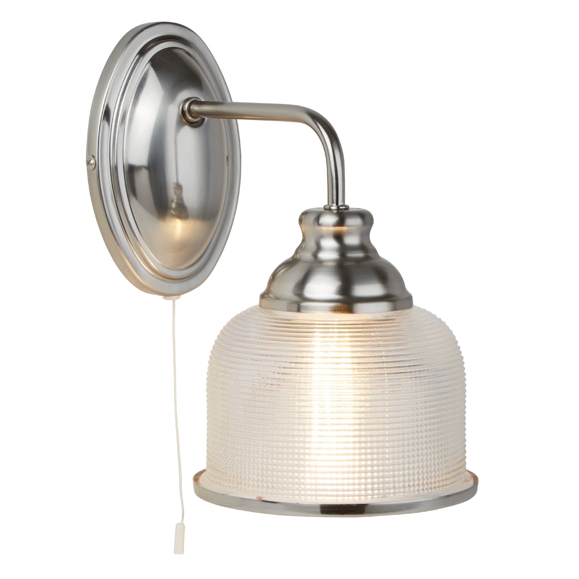 Bistro II Classic Single Wall Light In Satin Silver With Glass Shade 2671-1SS