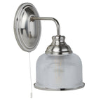 Bistro II Classic Single Wall Light In Satin Silver With Glass Shade 2671-1SS