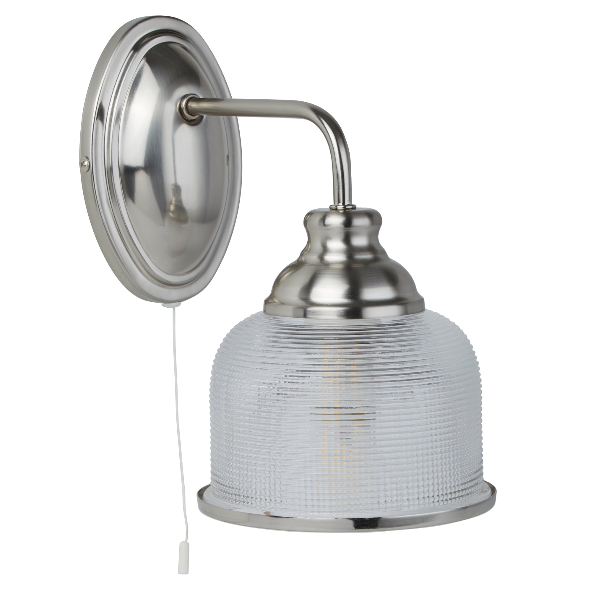 Bistro II Classic Single Wall Light In Satin Silver With Glass Shade 2671-1SS