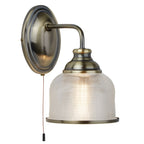Bistro II Classic Single Wall Light In Antique Brass With Glass Shade 2671-1AB