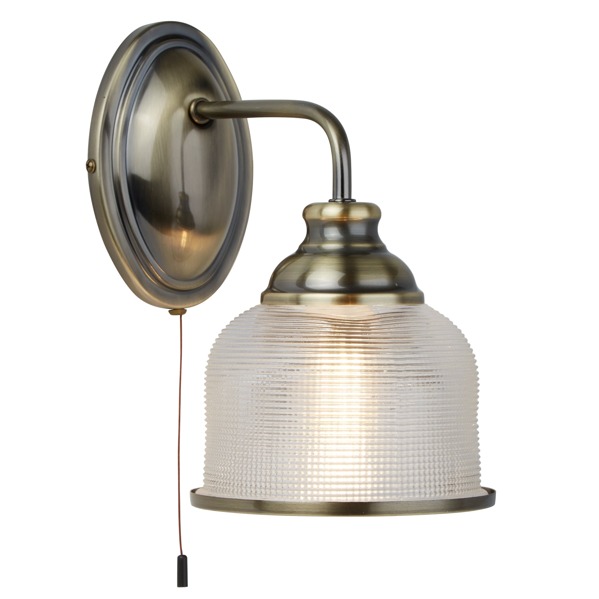 Bistro II Classic Single Wall Light In Antique Brass With Glass Shade 2671-1AB