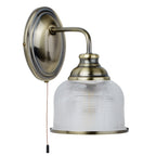 Bistro II Classic Single Wall Light In Antique Brass With Glass Shade 2671-1AB