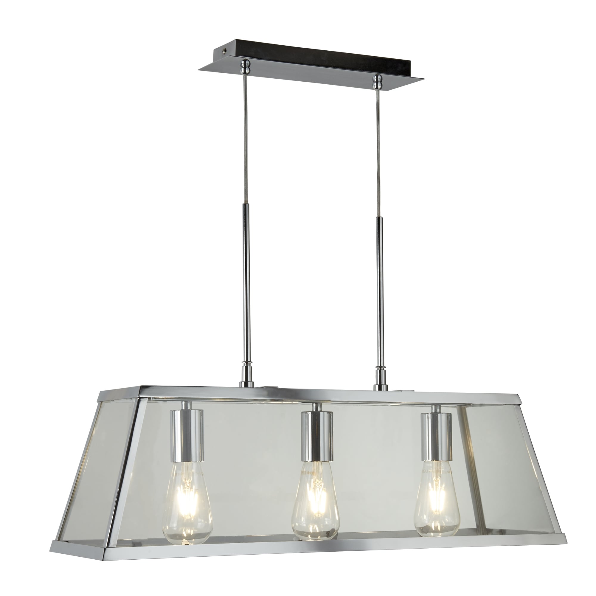 Voyager Quirky 3 Light Ceiling Bar Lantern In Polished Chrome Finish 4613-3CC
