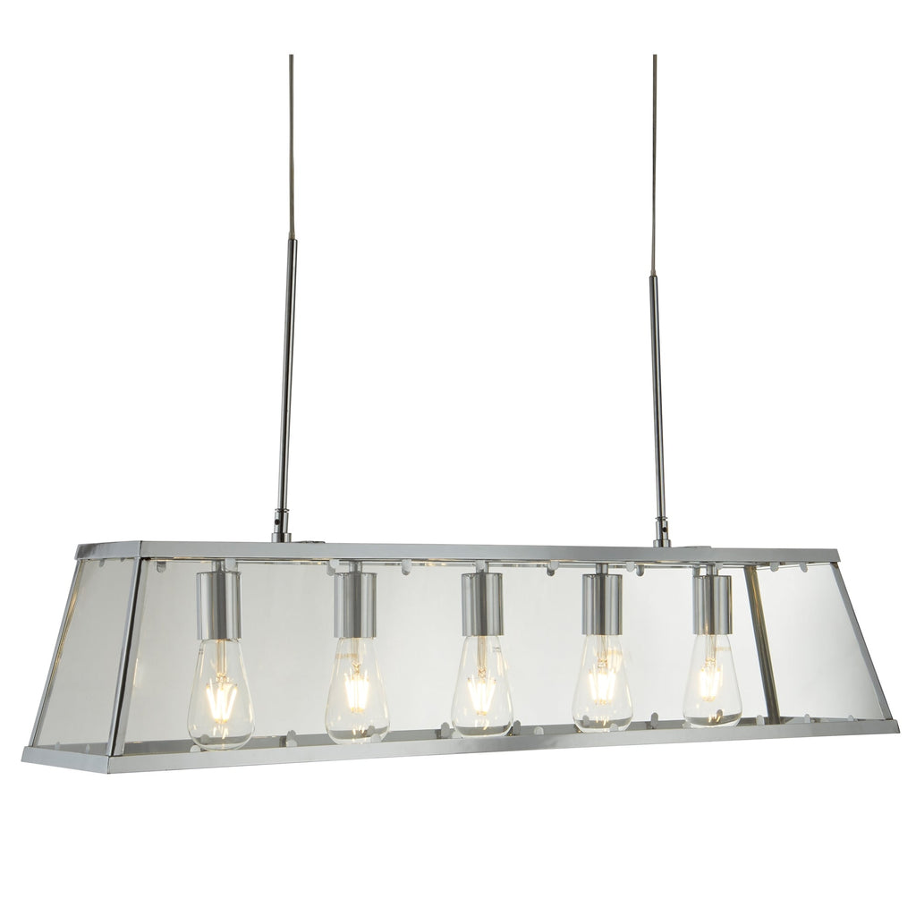 Voyager 5 Light Ceiling Bar Glass Lantern In Polished Chrome Finish 4614-5CC