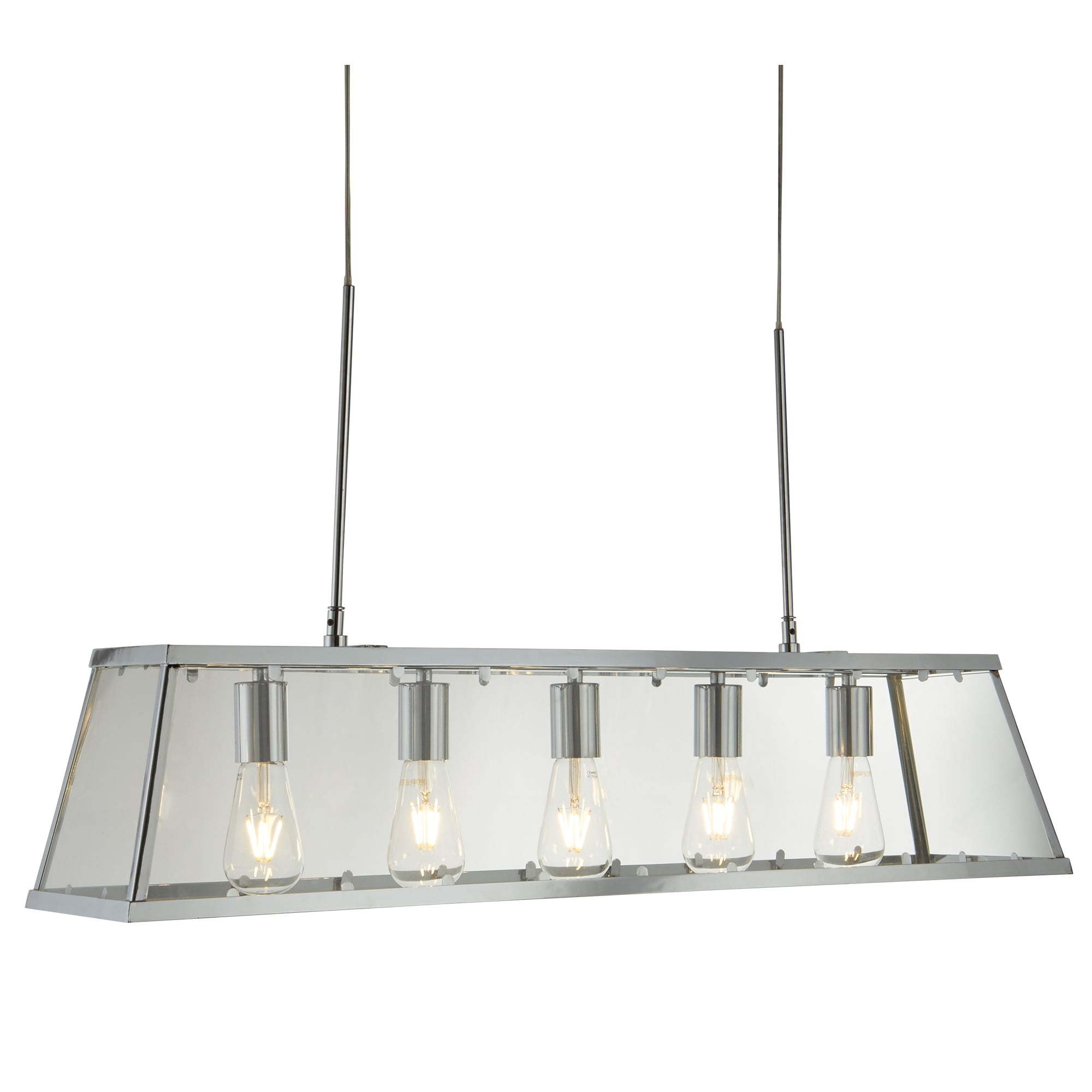 Voyager 5 Light Ceiling Bar Glass Lantern In Polished Chrome Finish 4614-5CC