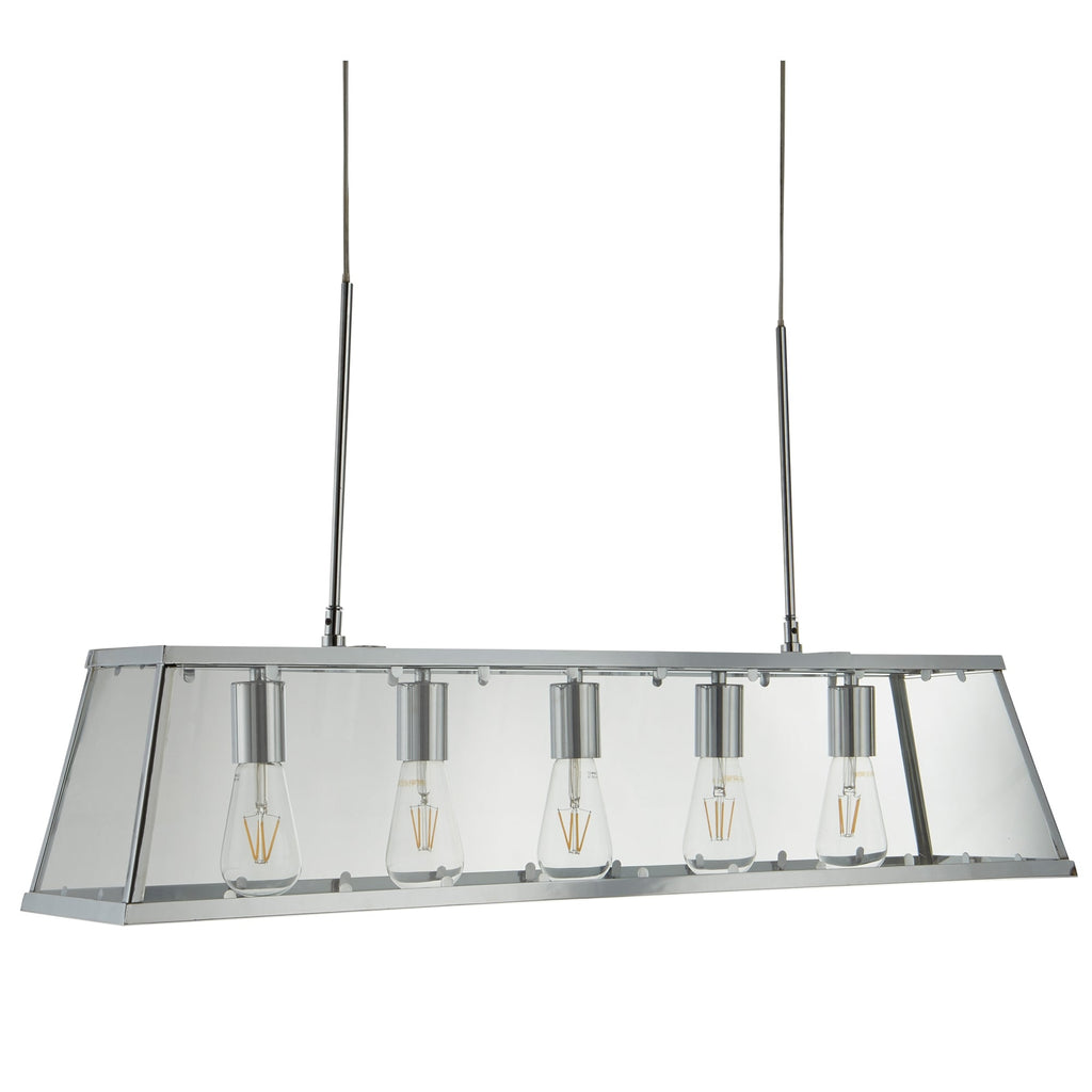 Voyager 5 Light Ceiling Bar Glass Lantern In Polished Chrome Finish 4614-5CC