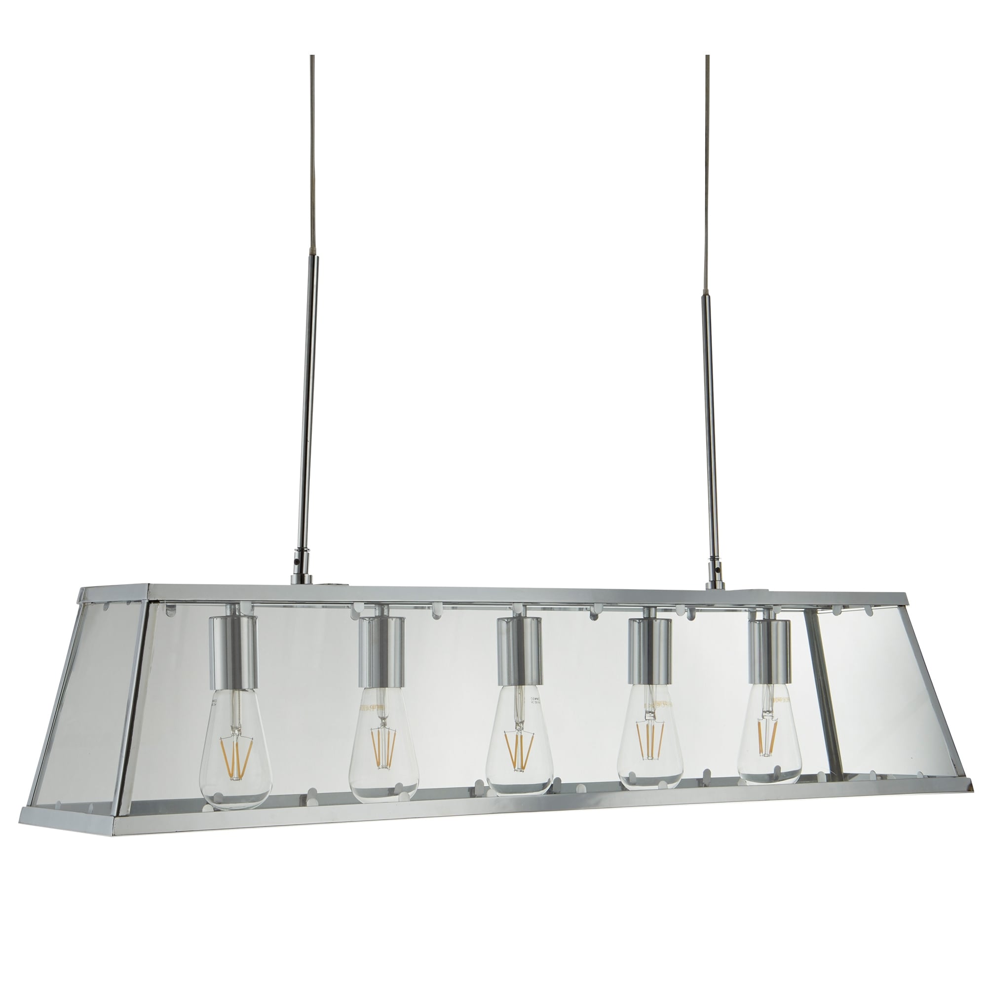 Voyager 5 Light Ceiling Bar Glass Lantern In Polished Chrome Finish 4614-5CC