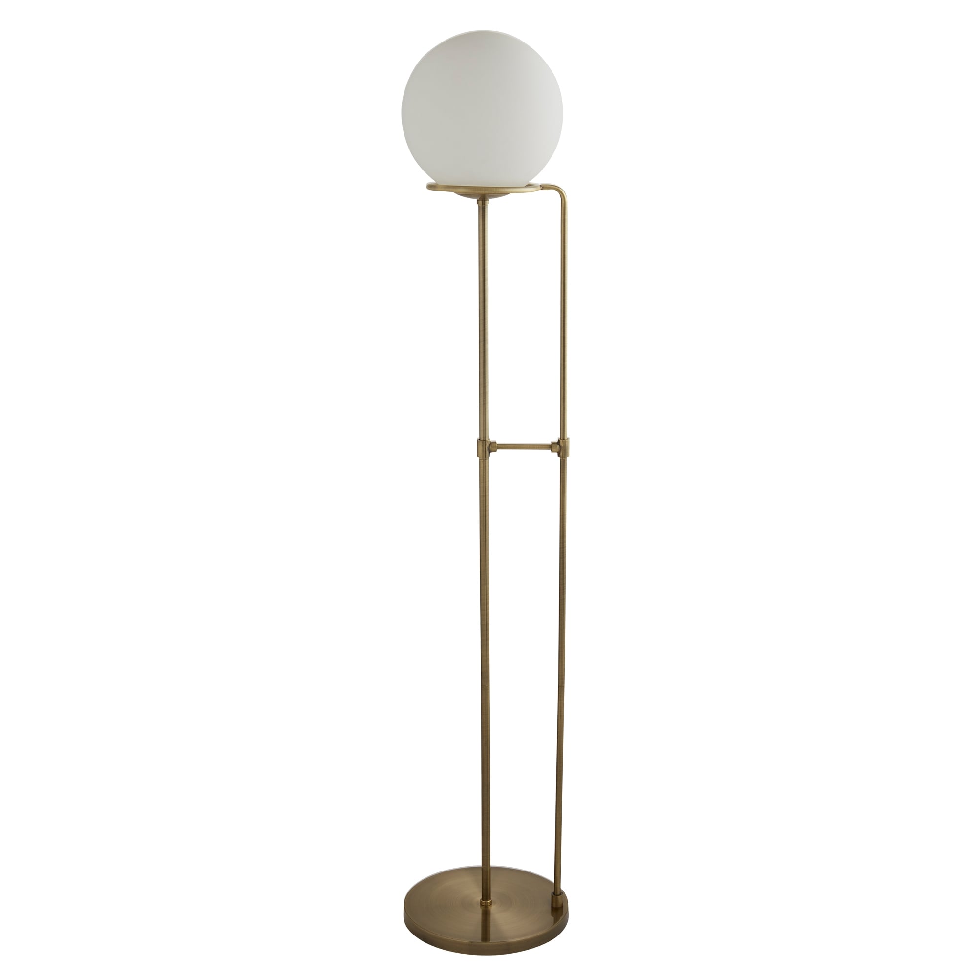 Sphere Elegant Floor Lamp In Antique Brass With Opal Glass Shade 8093AB