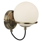 Sphere Elegant Single Wall Light In Antique Brass With Opal Glass Shade 7091AB