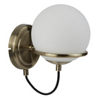 Sphere Elegant Single Wall Light In Antique Brass With Opal Glass Shade 7091AB