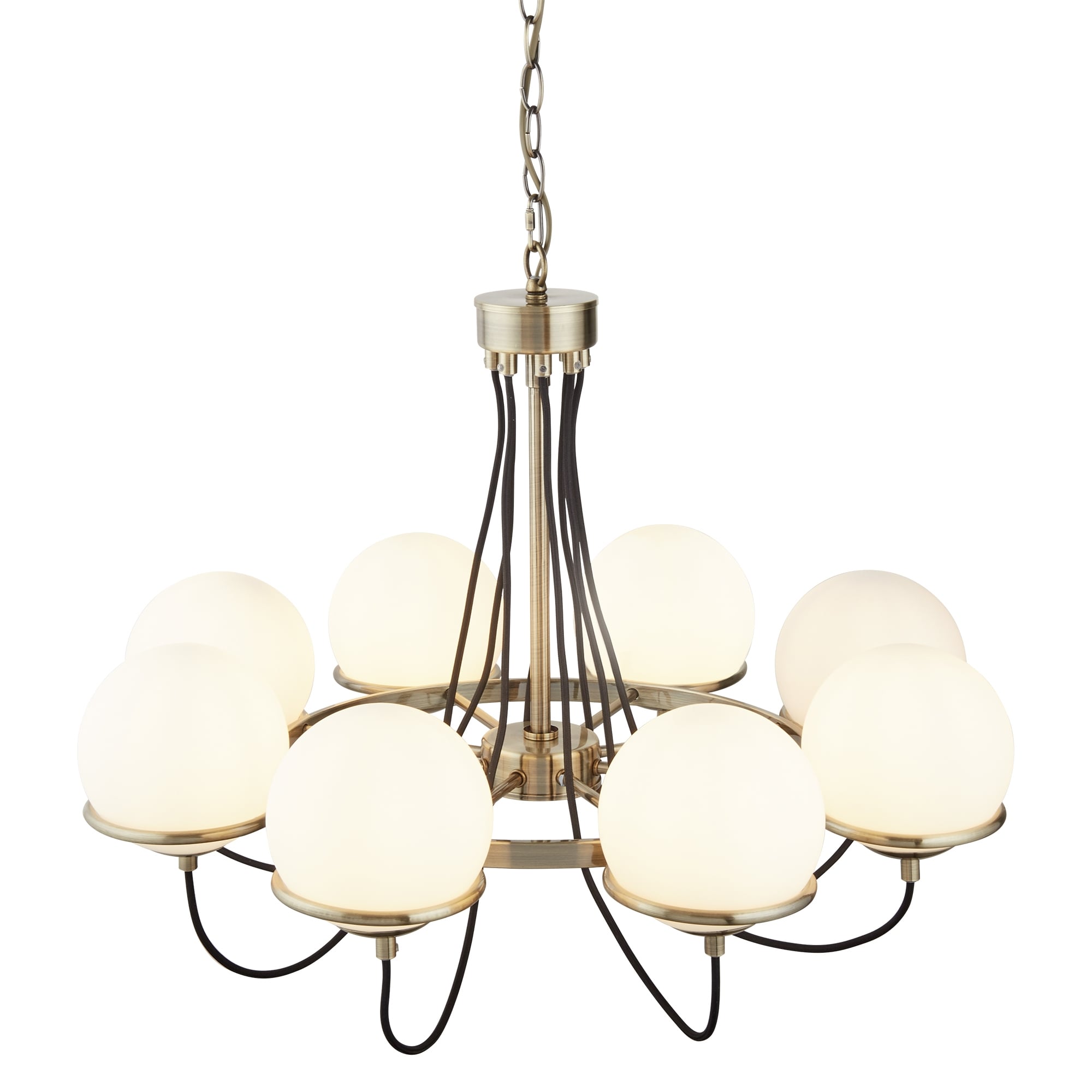Sphere Elegant 8 Light Ceiling Pendant Light In Antique Brass Finish 7098-8AB