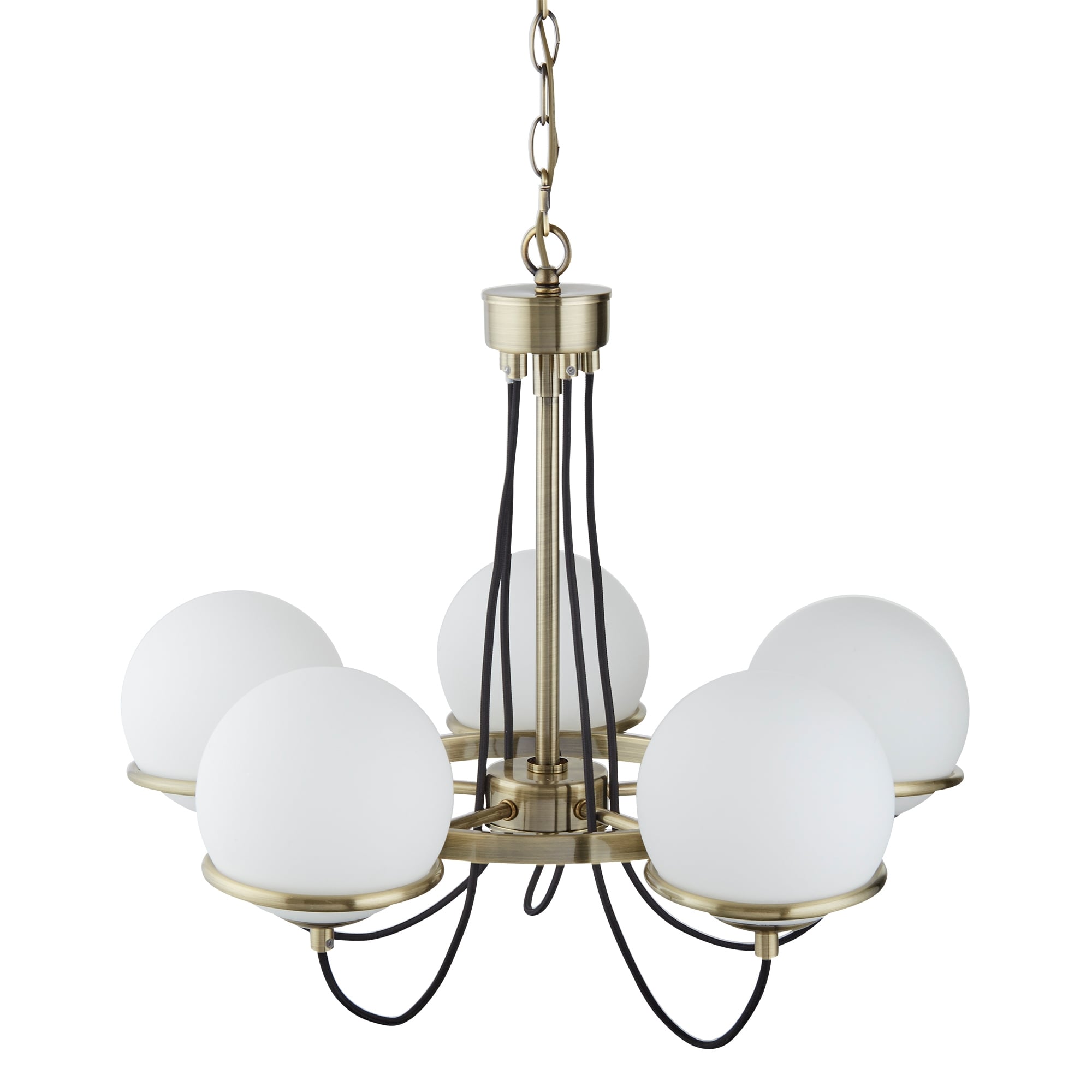 Sphere Elegant 5 Light Ceiling Pendant Light In Antique Brass Finish 7095-5AB