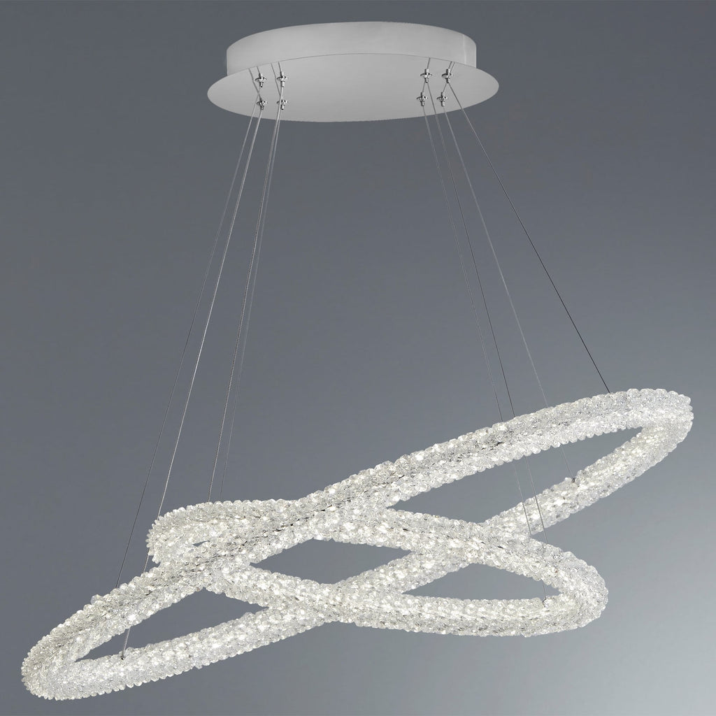 Circle Modern Two Oval Ring Ceiling Pendant Light In Chrome Finish 42610-2CC