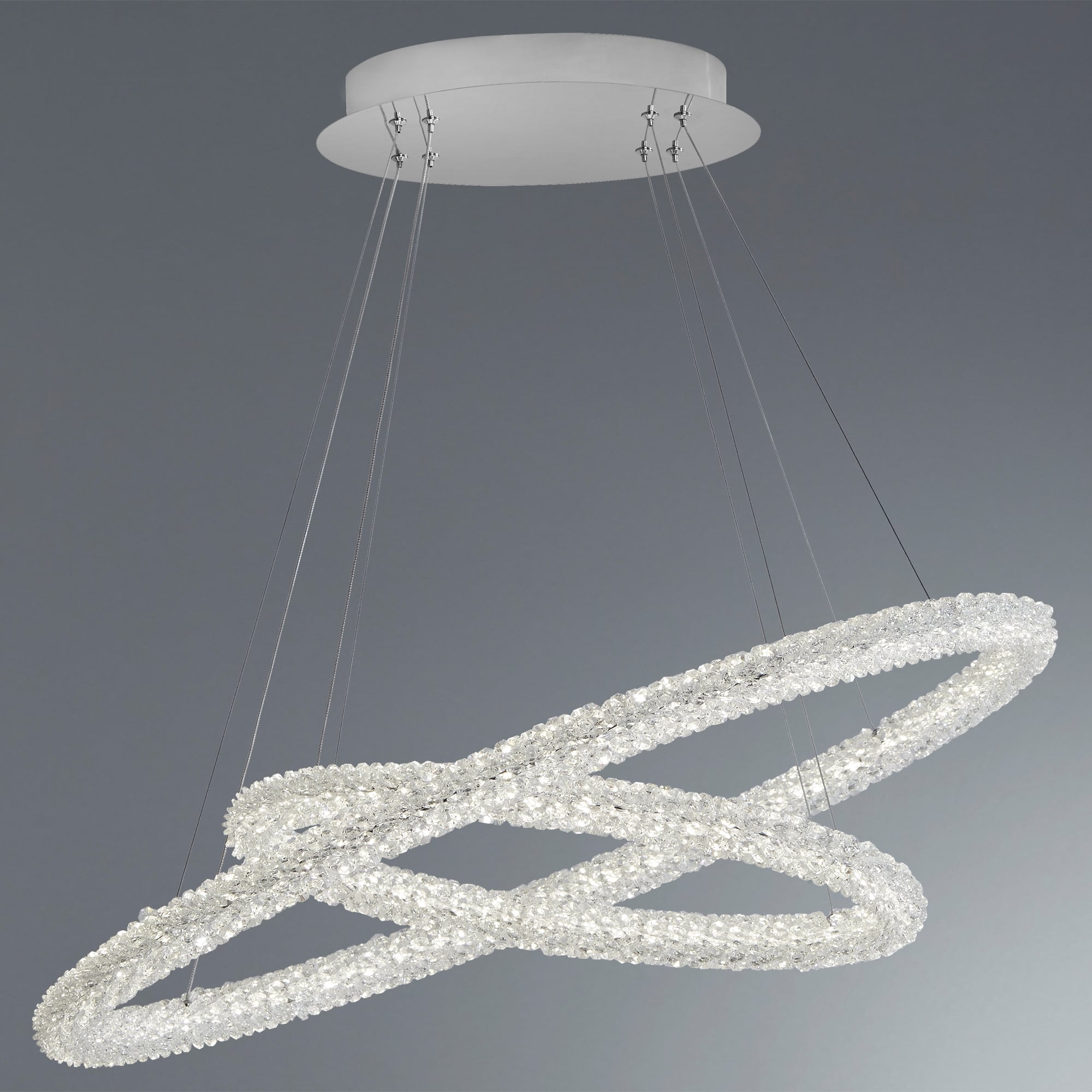 Circle Modern Two Oval Ring Ceiling Pendant Light In Chrome Finish 42610-2CC