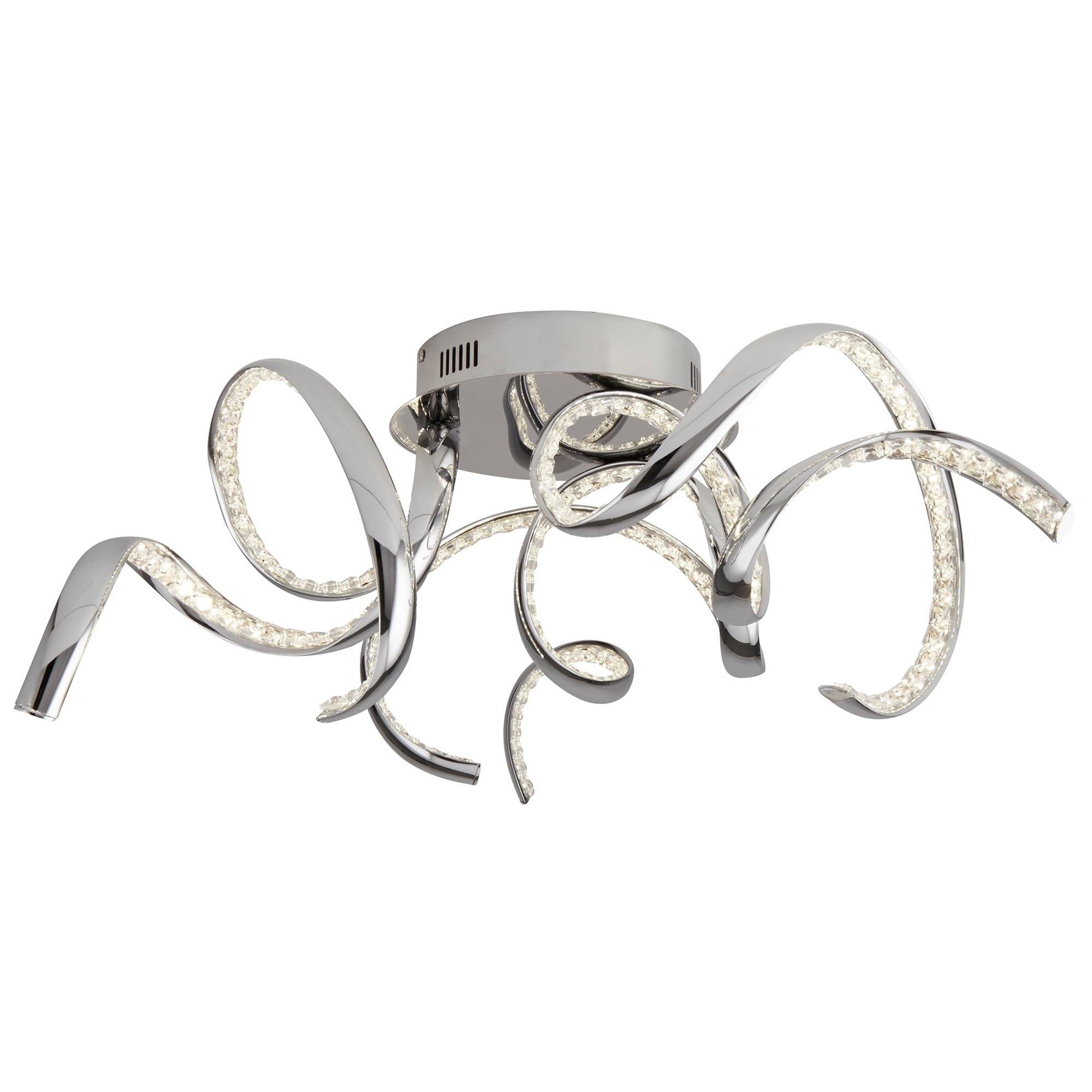 Twirls Modern LED Crystal Semi Flush Ceiling Light In Chrome Finish 9233-3CC
