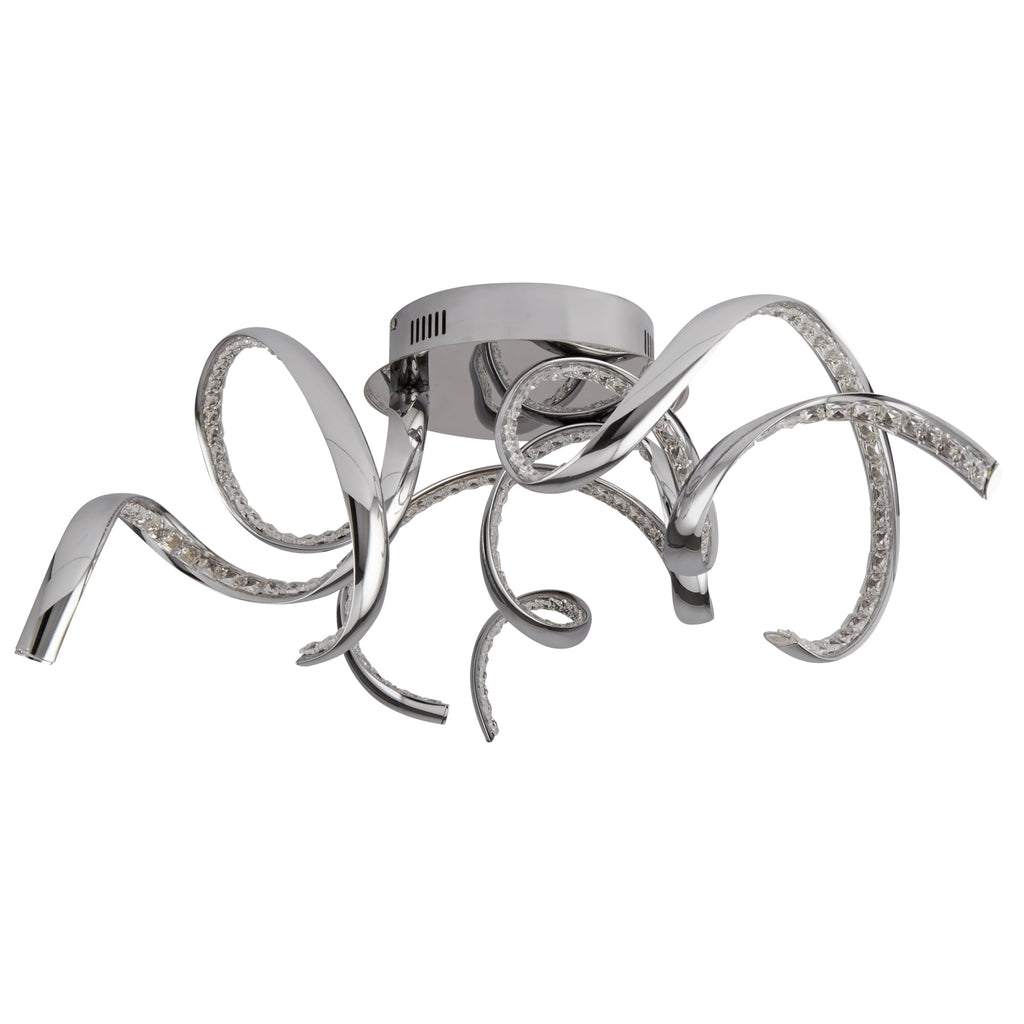 Twirls Modern LED Crystal Semi Flush Ceiling Light In Chrome Finish 9233-3CC