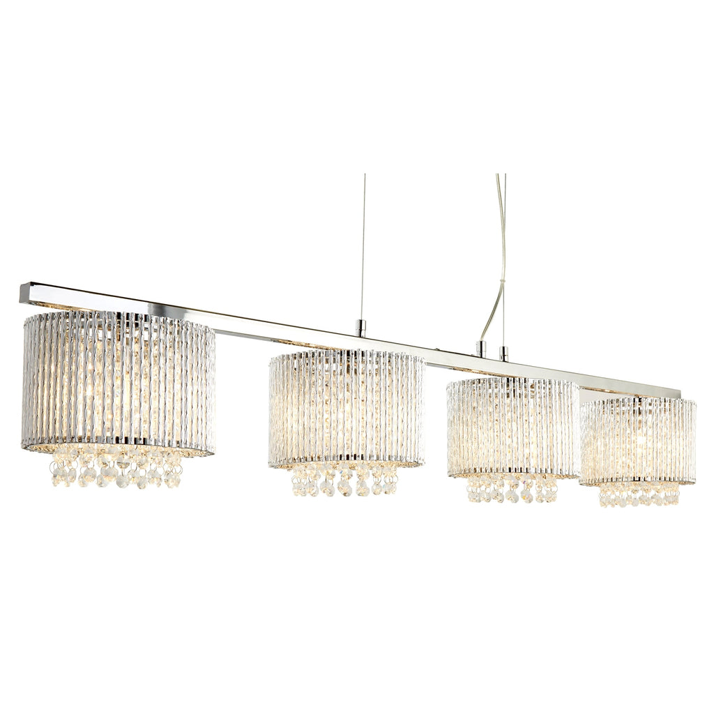 Elise Modern Crystal Bar Ceiling Pendant Light In Chrome Finish 7094-4CC