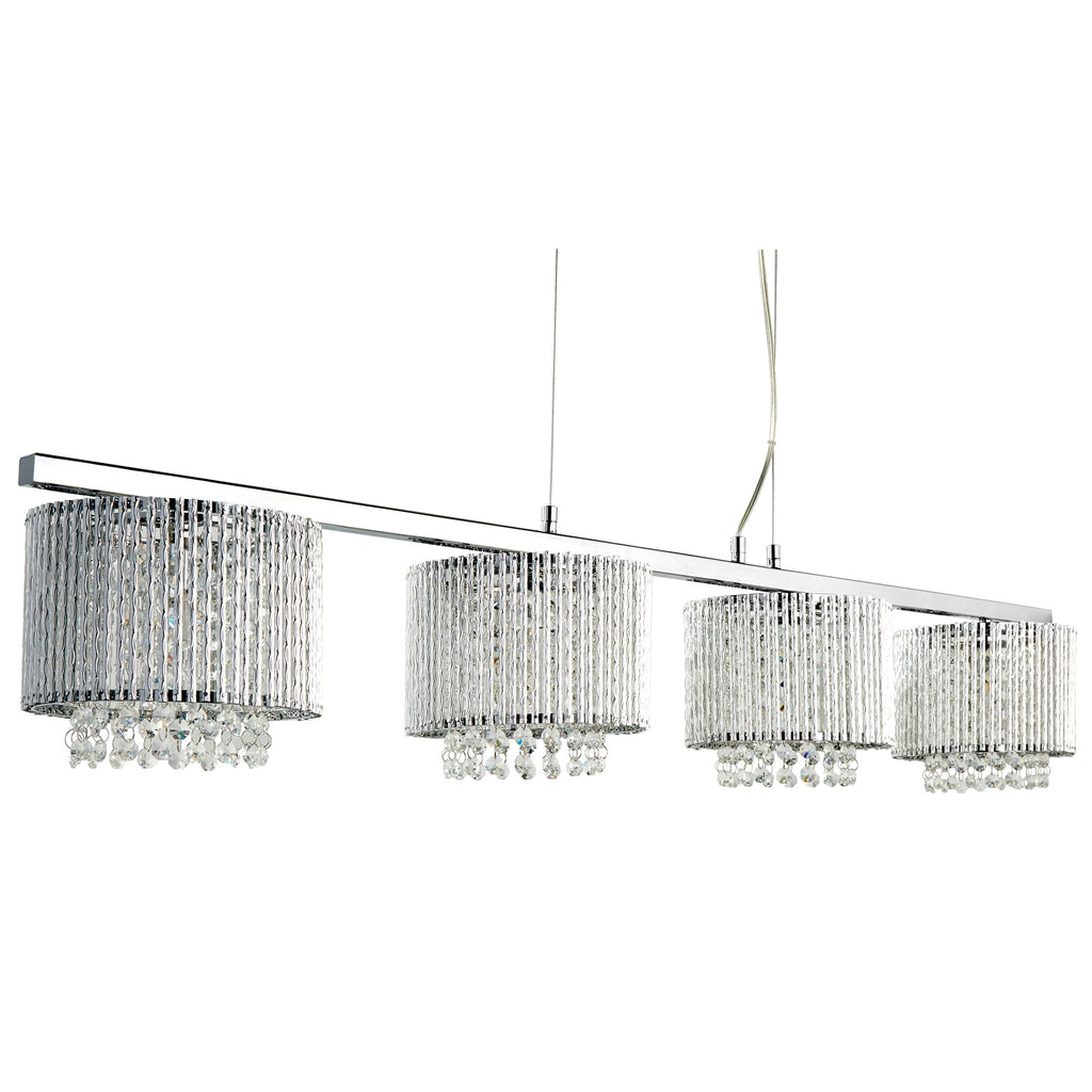Elise Modern Crystal Bar Ceiling Pendant Light In Chrome Finish 7094-4CC