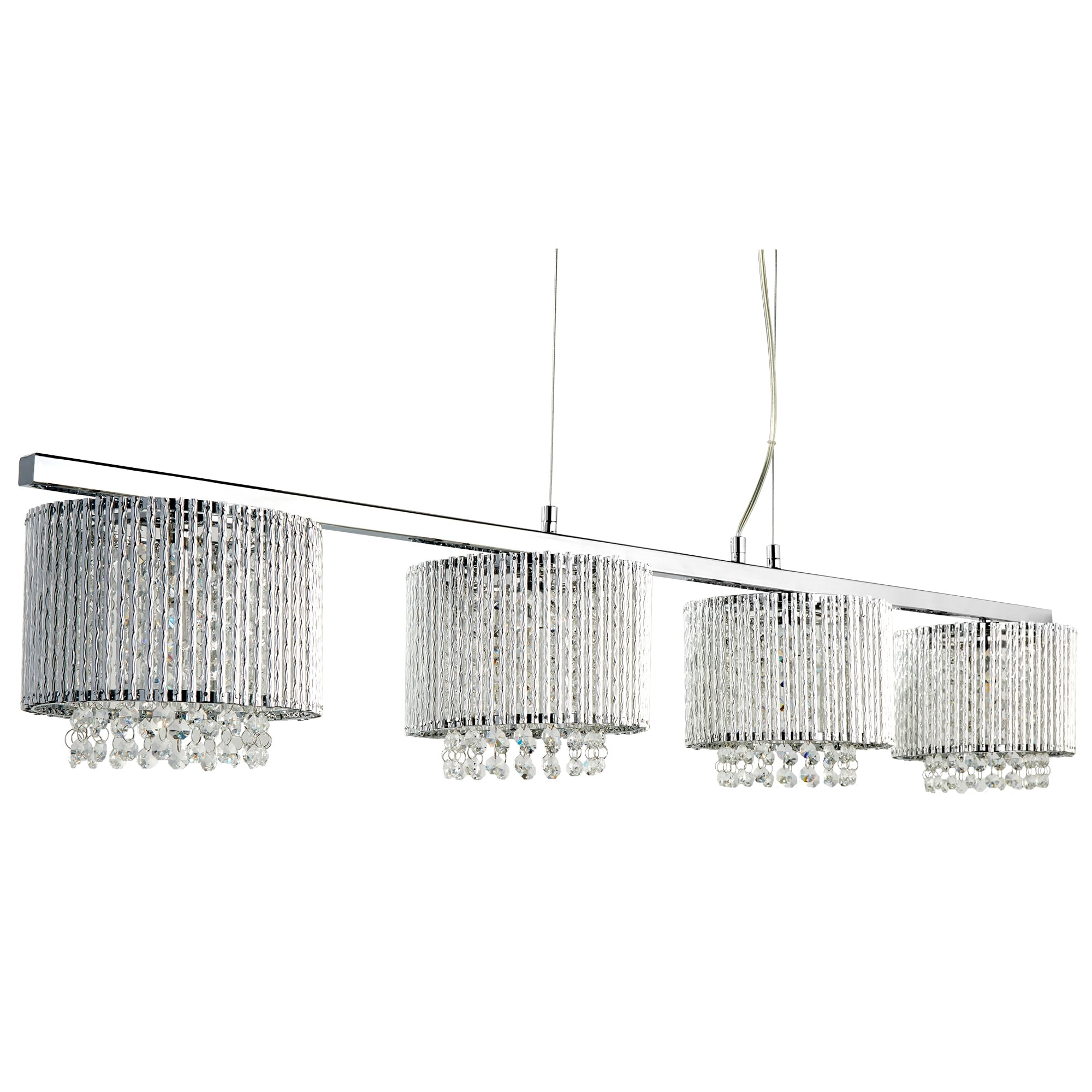 Elise Modern Crystal Bar Ceiling Pendant Light In Chrome Finish 7094-4CC