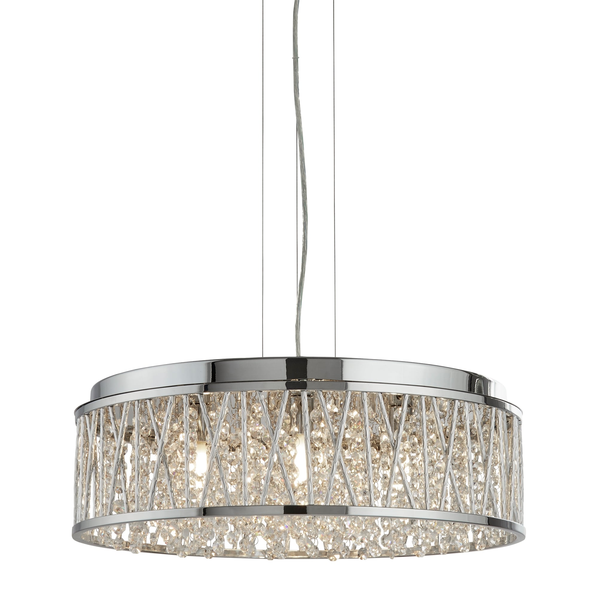 Elise Modern Crystal Ceiling Pendant Light In Chrome Finish 8337-7CC