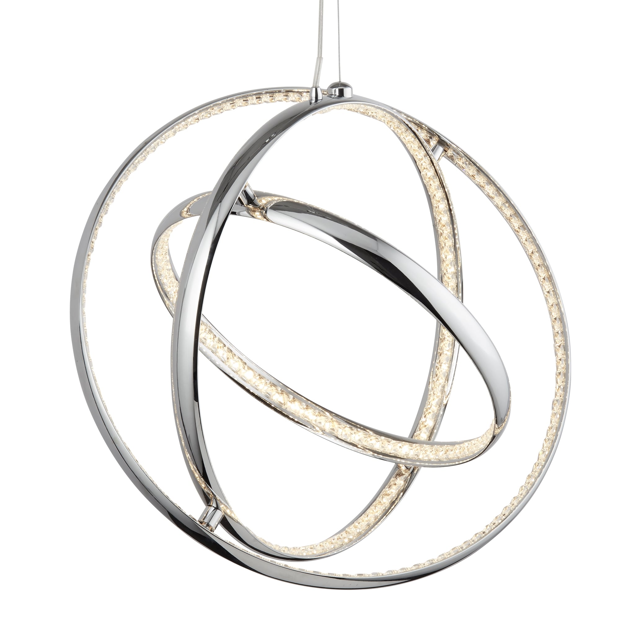 Rings Modern Three Ring Crystal Ceiling Pendant Light In Chrome Finish 5013-3CC