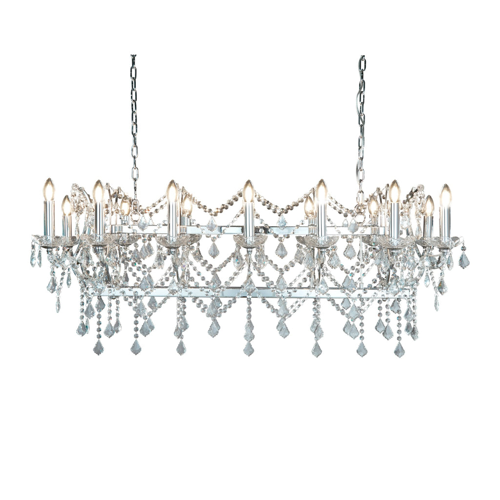 Florence Elegant Ceiling Bar Pendant Light In Chrome With Crystal Drops 80614-14CC