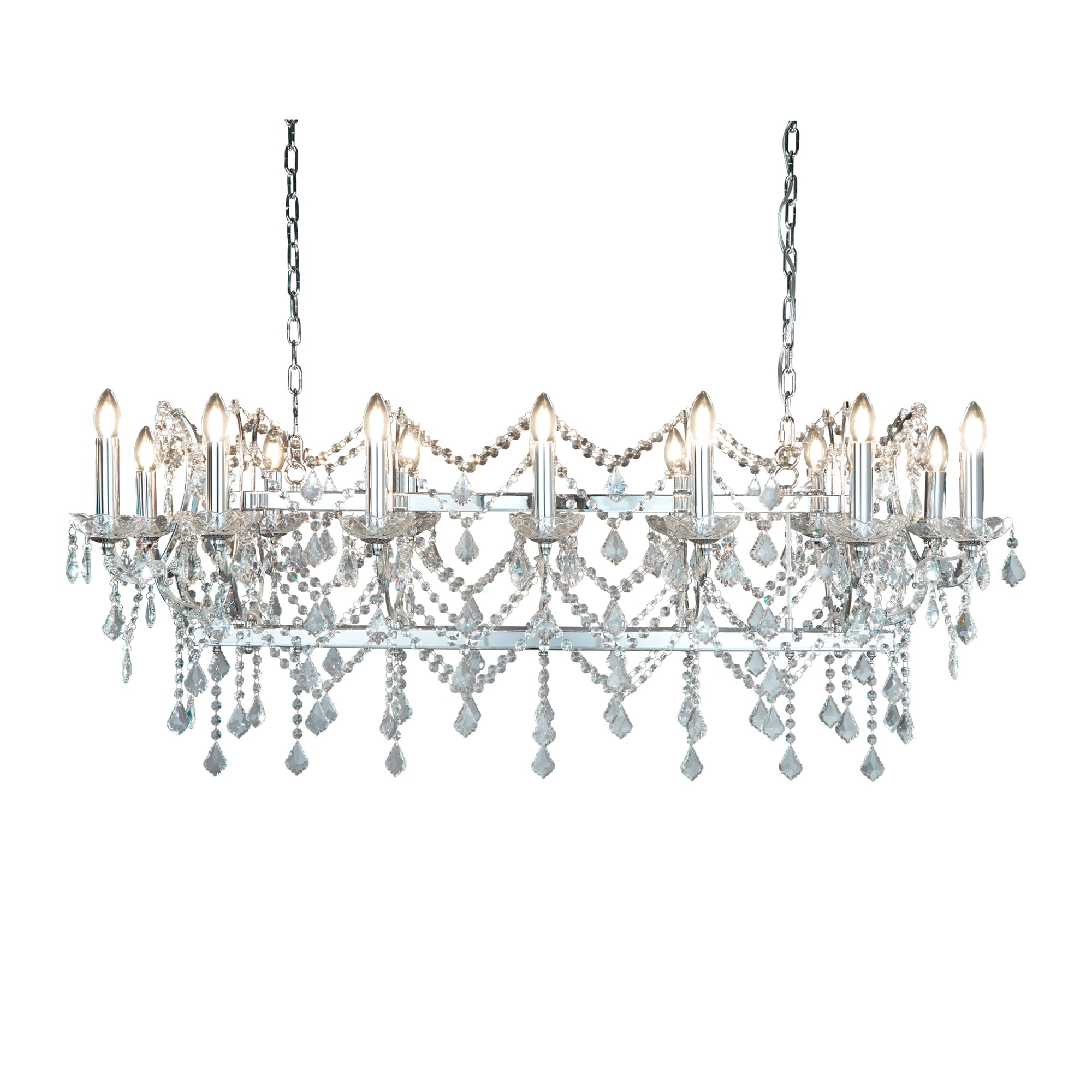Florence Elegant Ceiling Bar Pendant Light In Chrome With Crystal Drops 80614-14CC